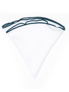 White Linen/Teal Green Trim Linen Pocket Circle